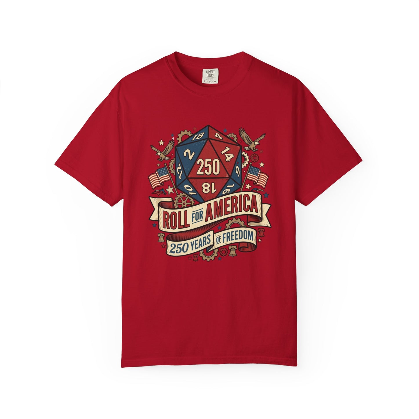 Roll for America D250 Shirt, Patriotic Gaming Tee, RPG USA Anniversary / Birthday