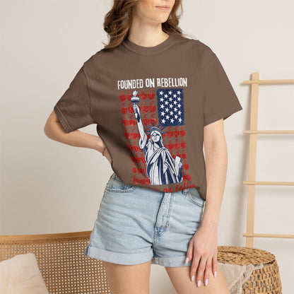 Founded on Rebellion, Running on Coffee Funny Graphic T-Shirt | Comfort Colors