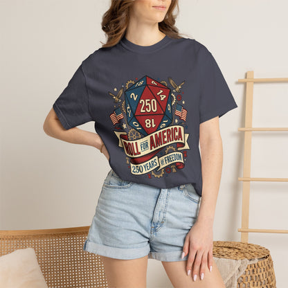 Roll for America D250 Shirt, Patriotic Gaming Tee, RPG USA Anniversary / Birthday