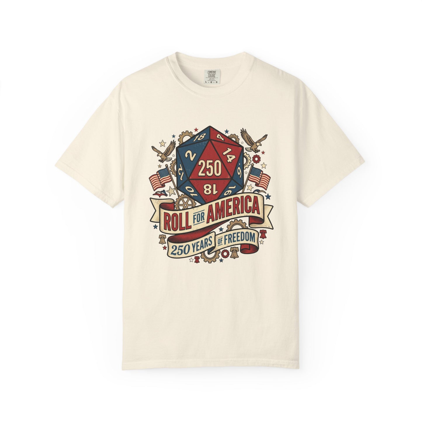 Roll for America D250 Shirt, Patriotic Gaming Tee, RPG USA Anniversary / Birthday