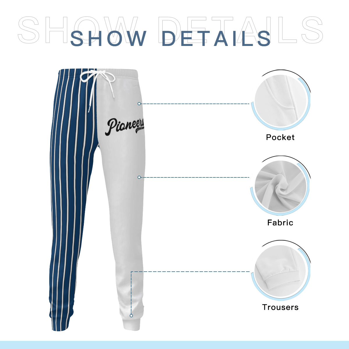 Blue with White Pinstripe Joggers