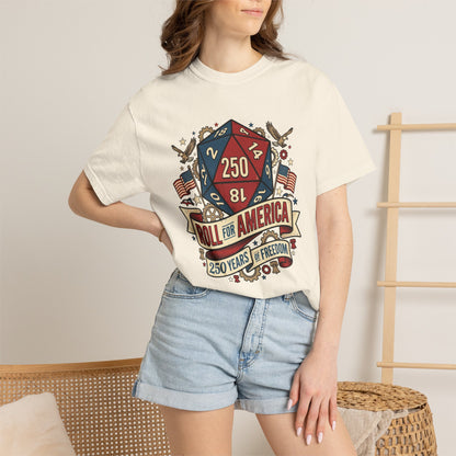 Roll for America D250 Shirt, Patriotic Gaming Tee, RPG USA Anniversary / Birthday