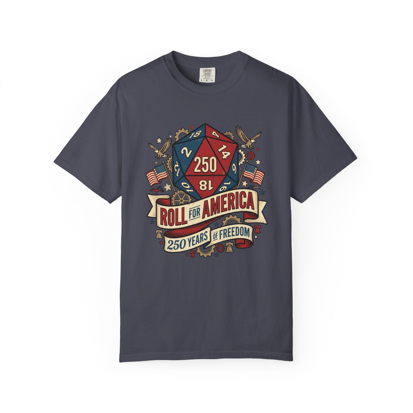 Roll for America D250 Shirt, Patriotic Gaming Tee, RPG USA Anniversary / Birthday