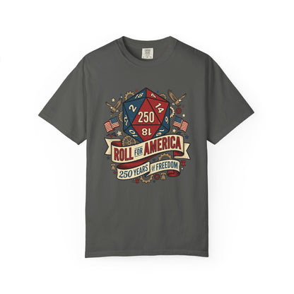 Roll for America D250 Shirt, Patriotic Gaming Tee, RPG USA Anniversary / Birthday