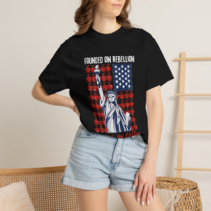 Founded on Rebellion, Running on Coffee Funny Graphic T-Shirt | Comfort Colors