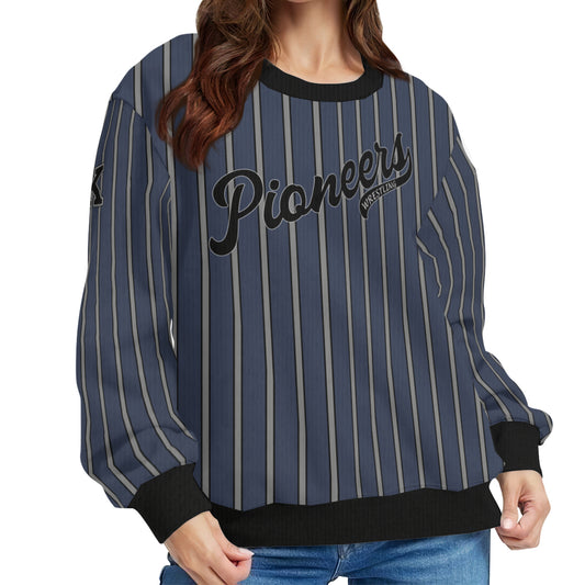 Pioneers Wrestling Pinstripe Crewneck (Navy/Grey)