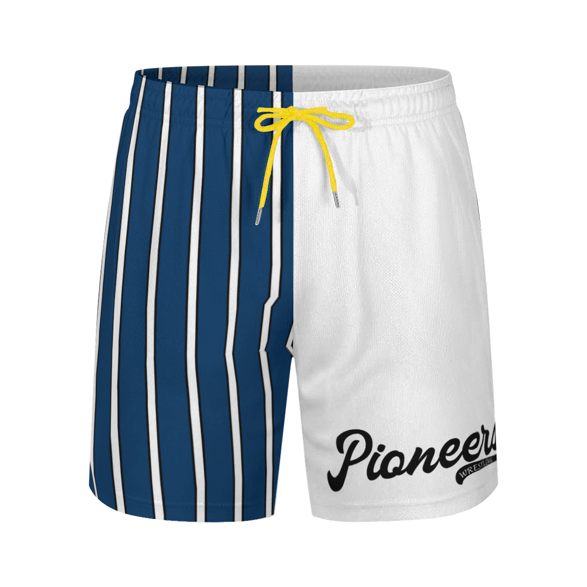 Blue with White Pinstripes Double Layer Shorts with Phone Pocket