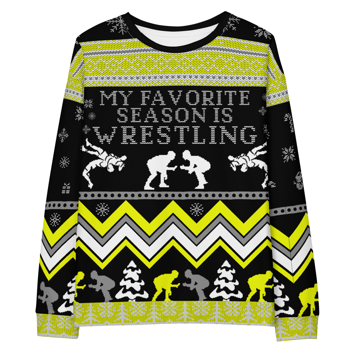Favorite Season Is Wrestling Ugly Sweatshirt (Black/Yellow)