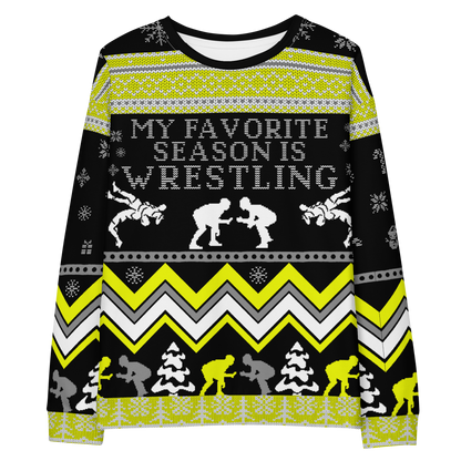 Favorite Season Is Wrestling Ugly Sweatshirt (Black/Yellow)