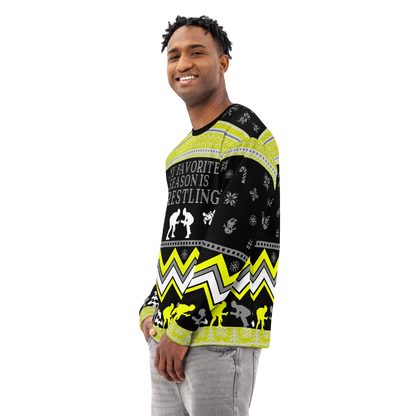 Favorite Season Is Wrestling Ugly Sweatshirt (Black/Yellow)