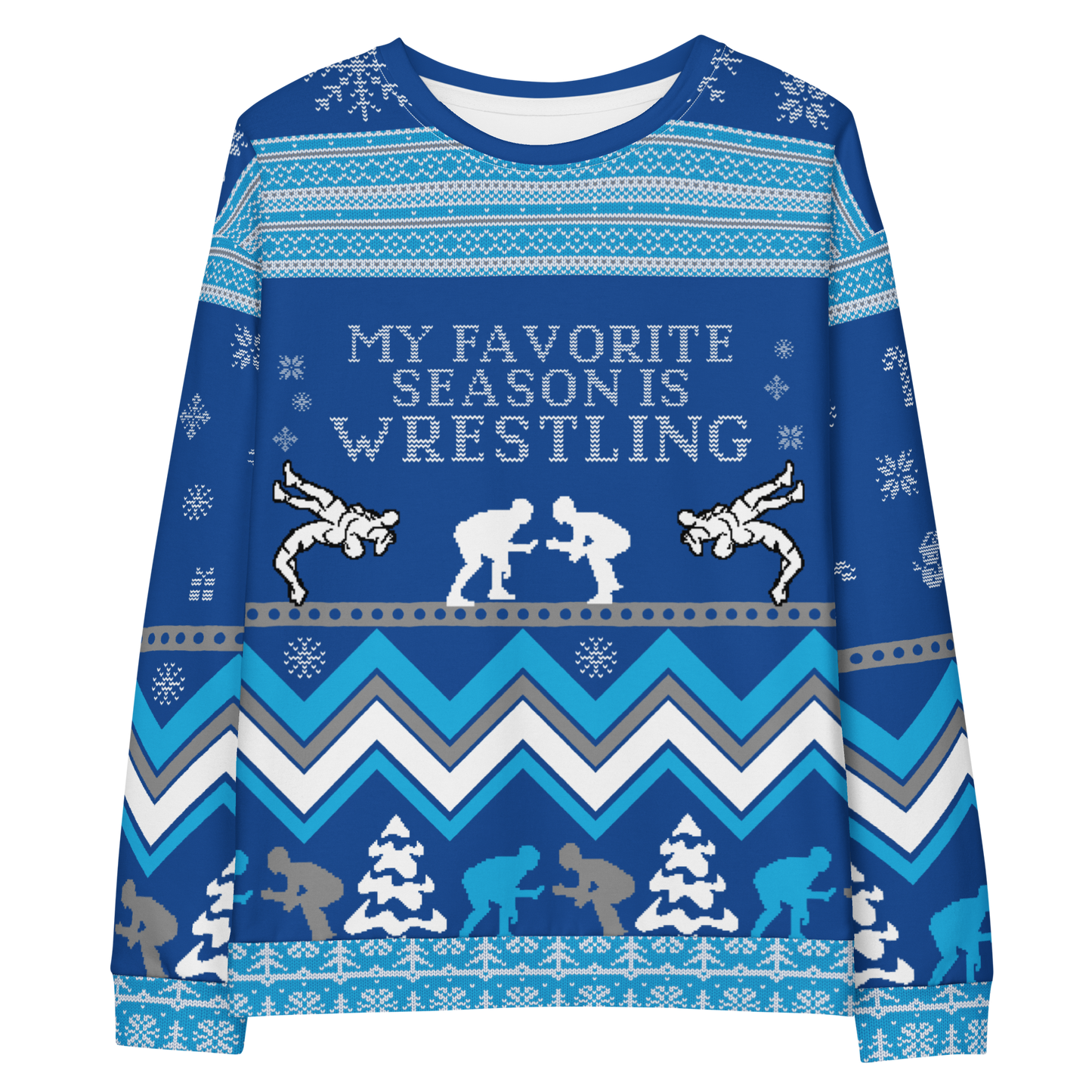 Favorite Season Is Wrestling Ugly Sweatshirt (Blue/Grey)