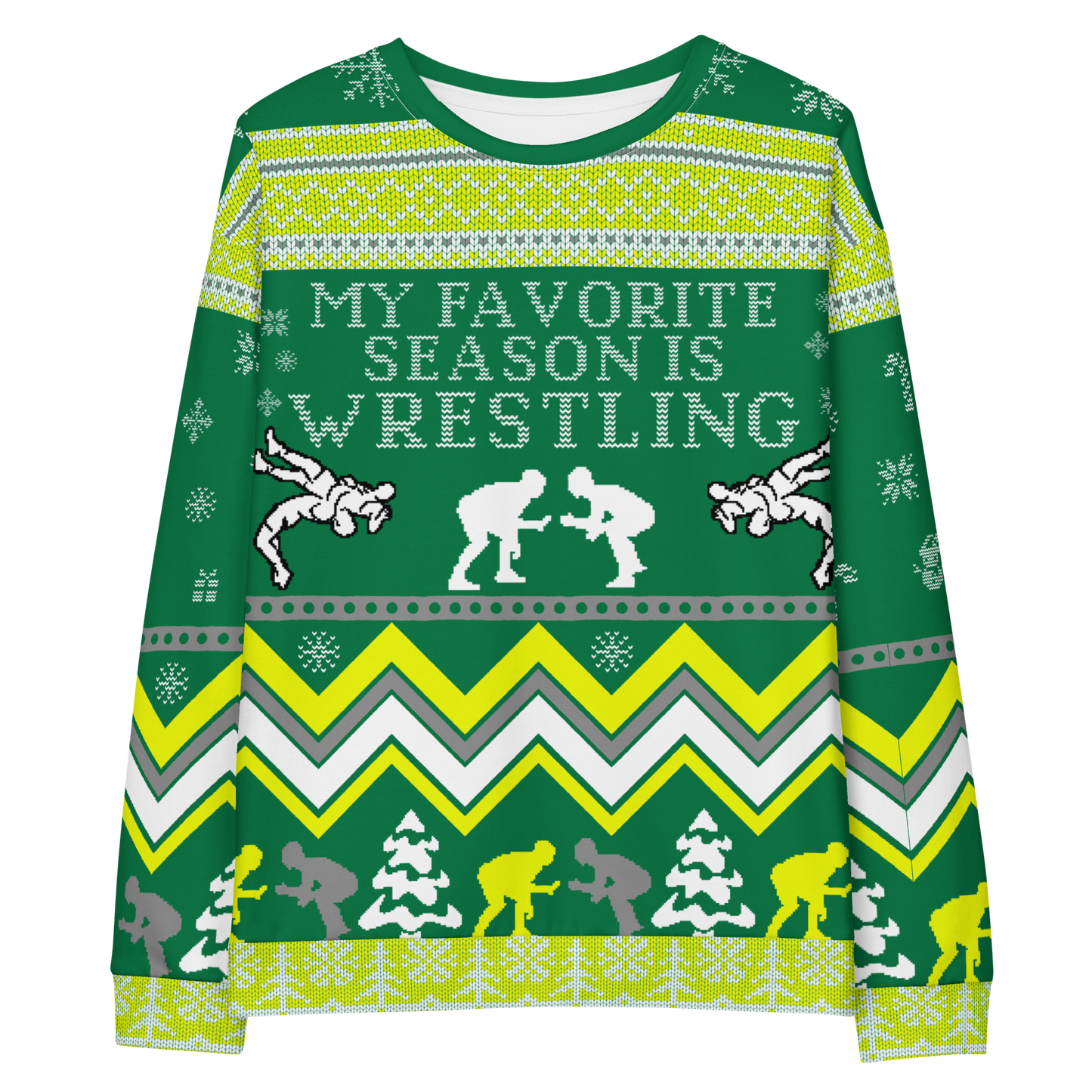 Favorite Season Is Wrestling Ugly Sweatshirt (Green/Yellow)