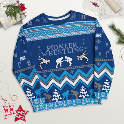 Pioneer Wrestling Ugly Sweater Polyester  Crewneck