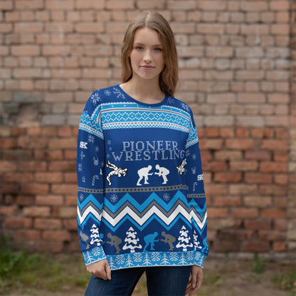 Pioneer Wrestling Ugly Sweater Polyester  Crewneck