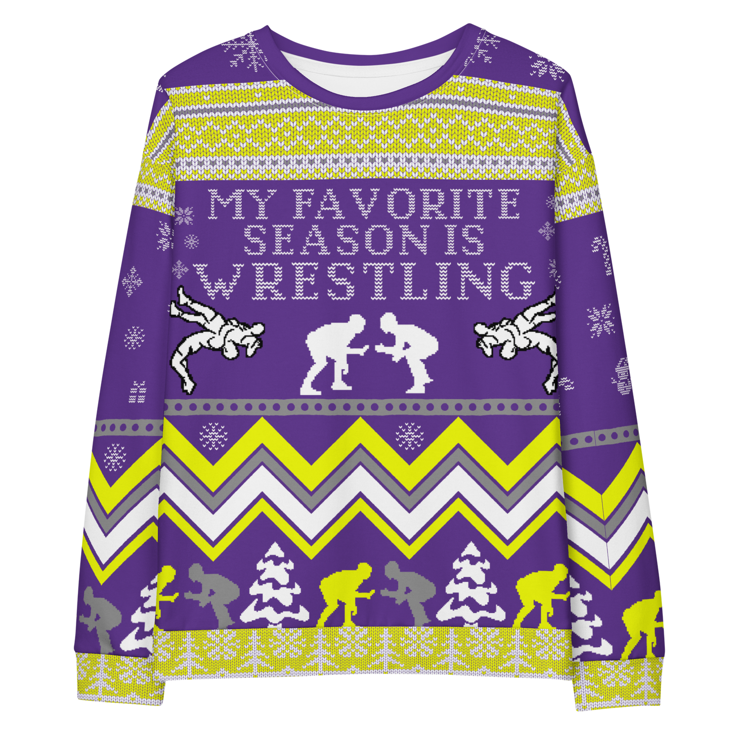 Favorite Season Is Wrestling Ugly Sweatshirt (Purple/Gold)