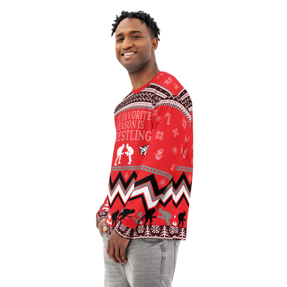 Favorite Season Is Wrestling Ugly Sweatshirt (Red/Black)