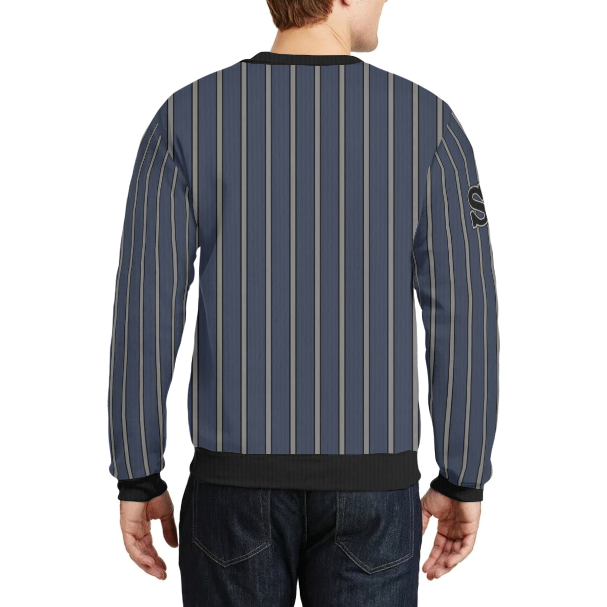 Pioneers Wrestling Pinstripe Crewneck (Navy/Grey)