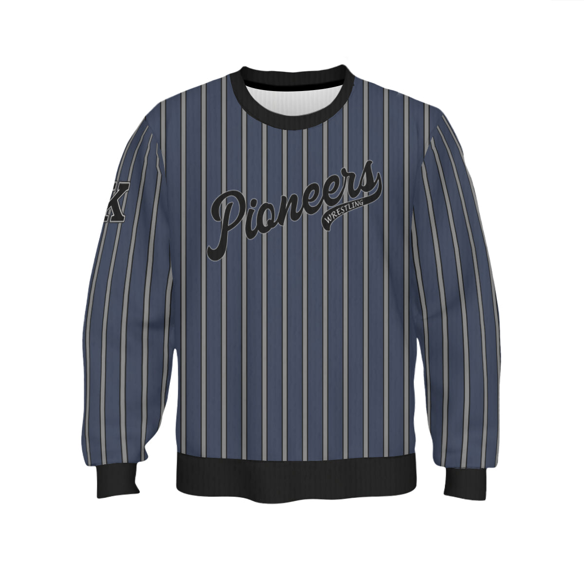 Pioneers Wrestling Pinstripe Crewneck (Navy/Grey)