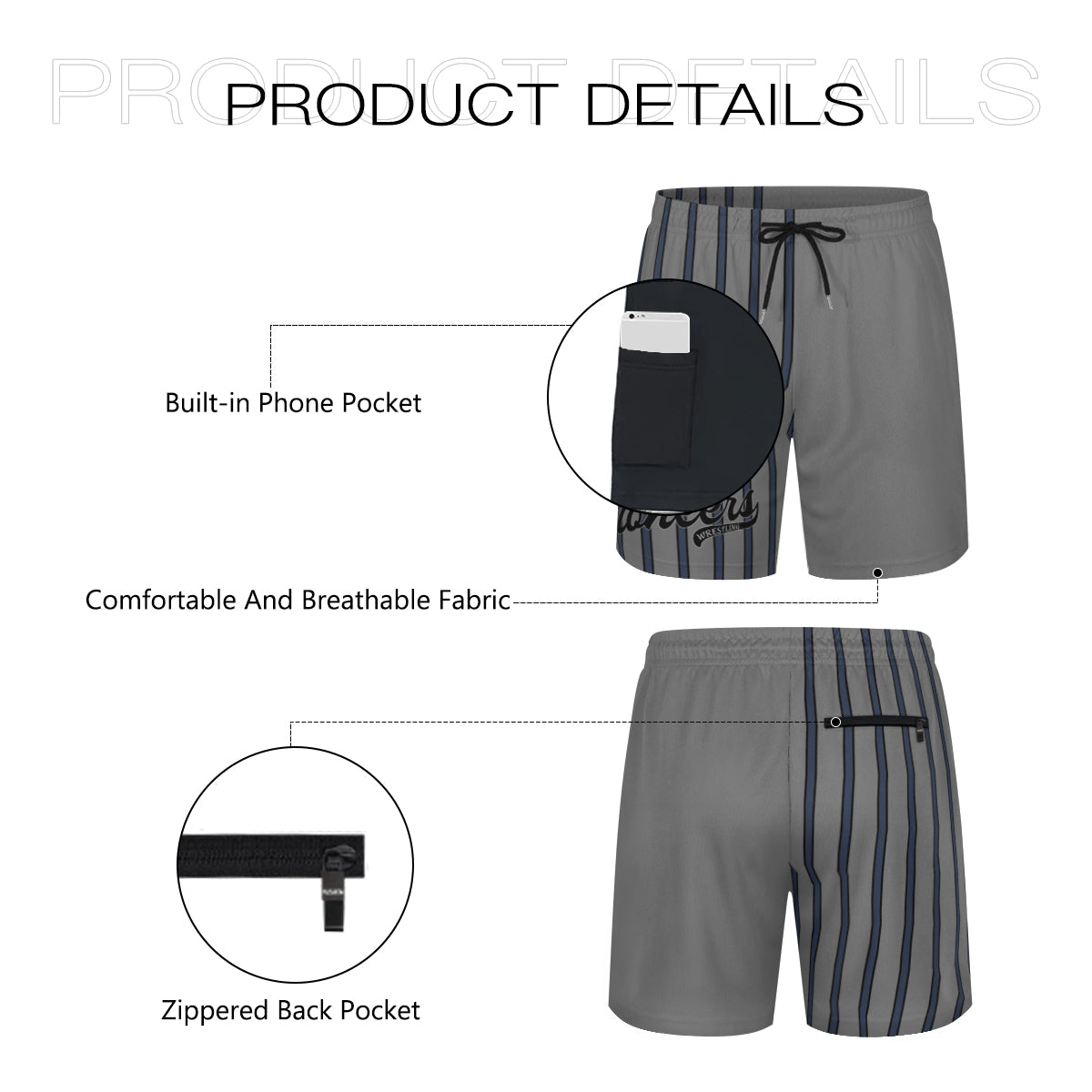 Grey& Navy Shorts with Spandex Underlayer